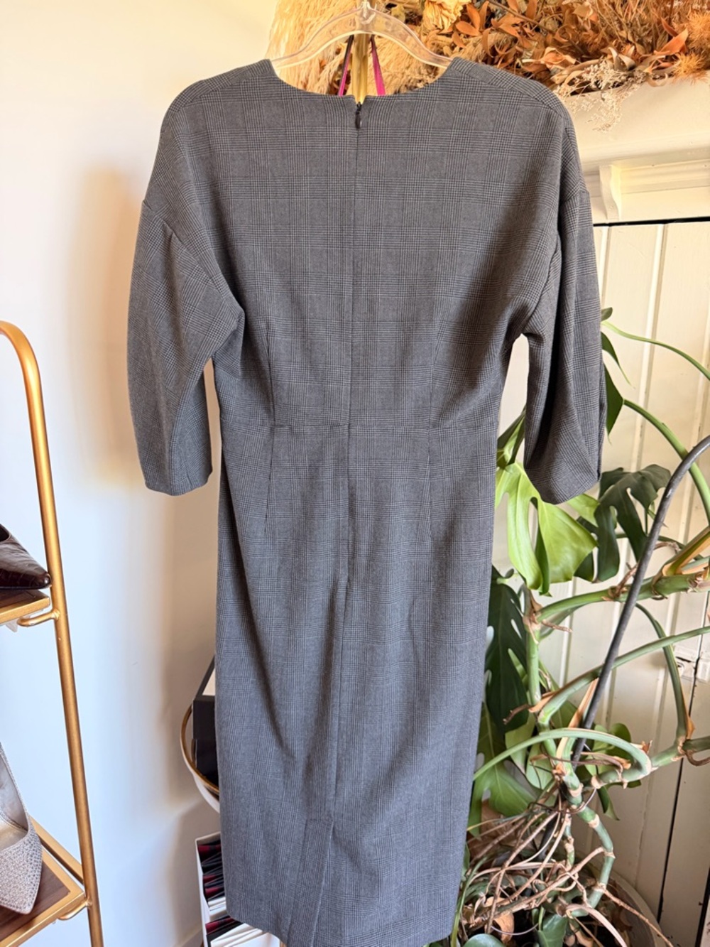Babaton Charcoal Grey V-Neck Wrap Midi Dress - Picture 5 of 5